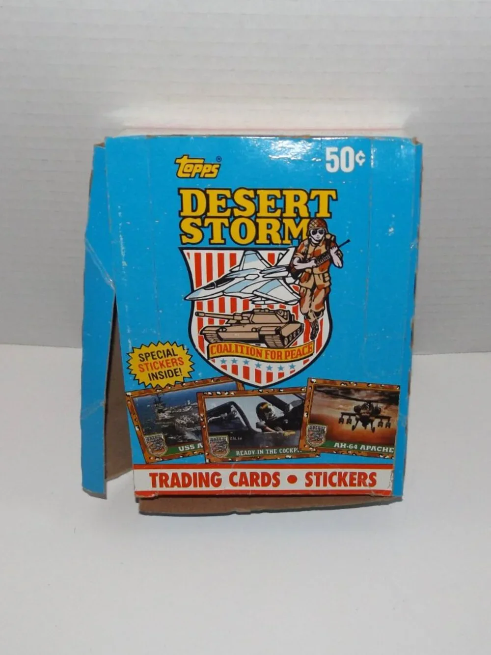 1991 Desert Storm Series 1 Mixed Trading Cards & Stickers Lot w/Org. Box